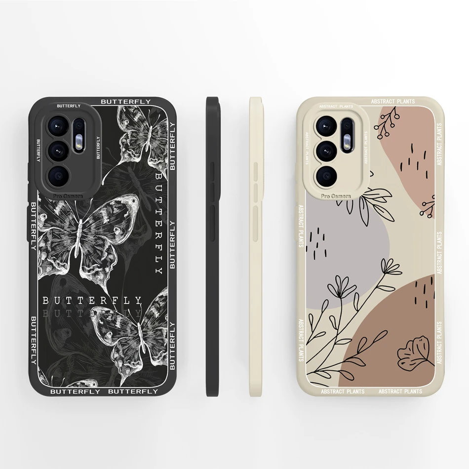 Para Oppo Reno 6 funda pintura al óleo silicona líquida suave a prueba de golpes carcasa de teléfono para Oppo Reno6 4G 5G cubierta trasera de protección completa - imagen 3