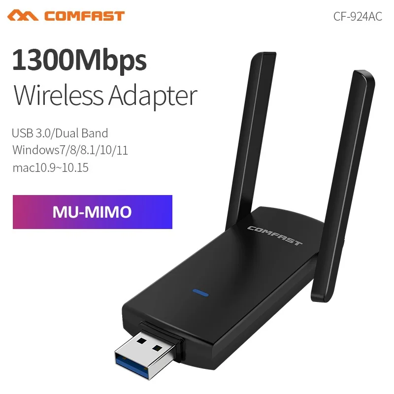 Adaptador WiFi Comfast Gigabit 1300Mbps 2,4G 5GHz antena USB3.0 WiFi Dongle MU-MIMO Ethernet receptor Wi-Fi para sistema operativo Windows MAC - imagen 2
