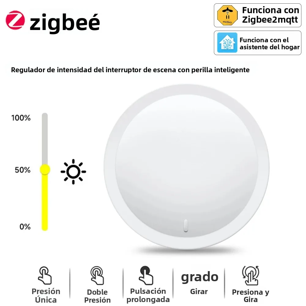 Interruptor de escena Zigbee inteligente, controlador de perilla de botón de atenuación para automatización del hogar, interruptor inteligente DIY, compatible con asistente de hogar