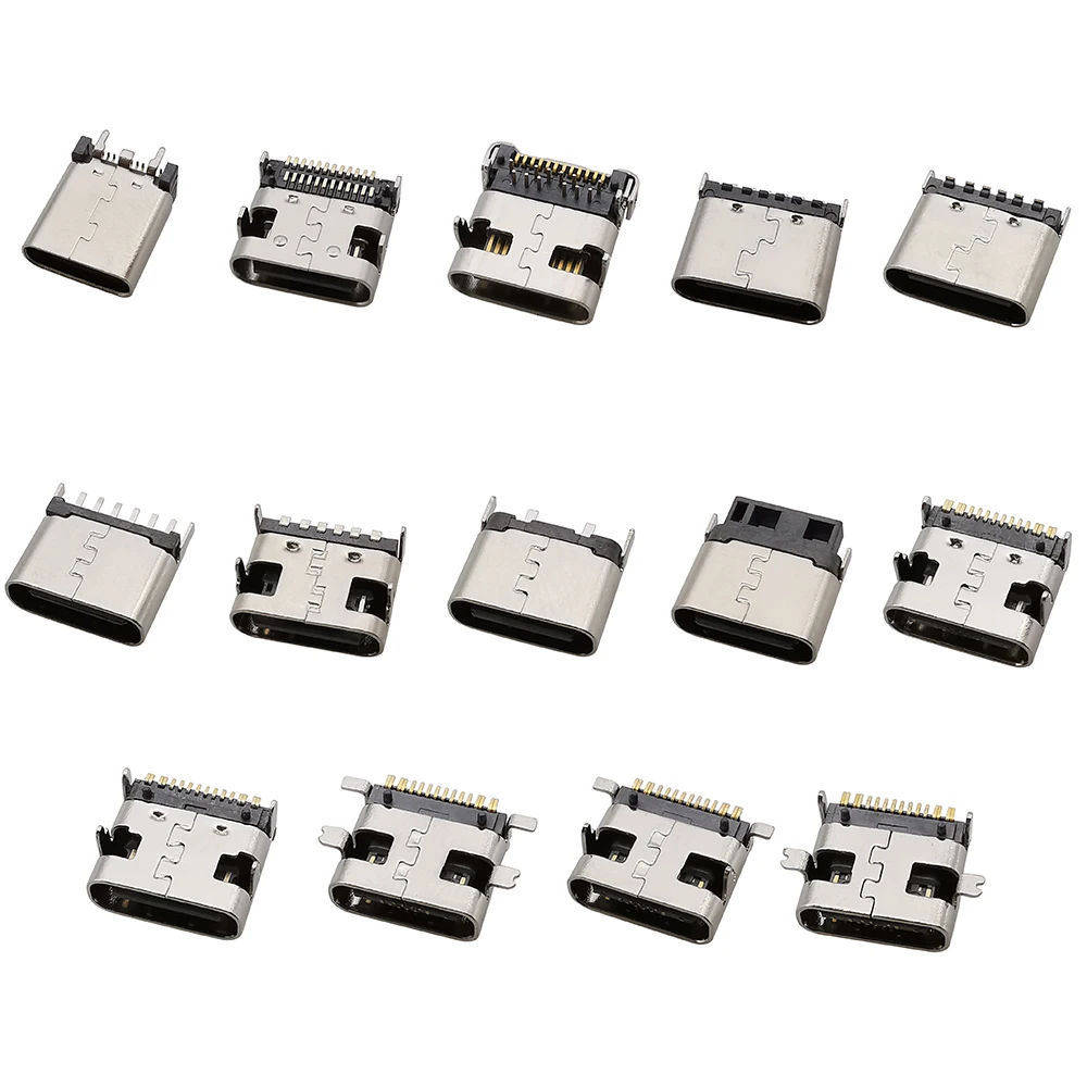 10 Uds conector hembra USB tipo C 2 6 16 24 pines conector de puerto de carga SMD DIP para PCB adaptador de reparación DIY tipo C