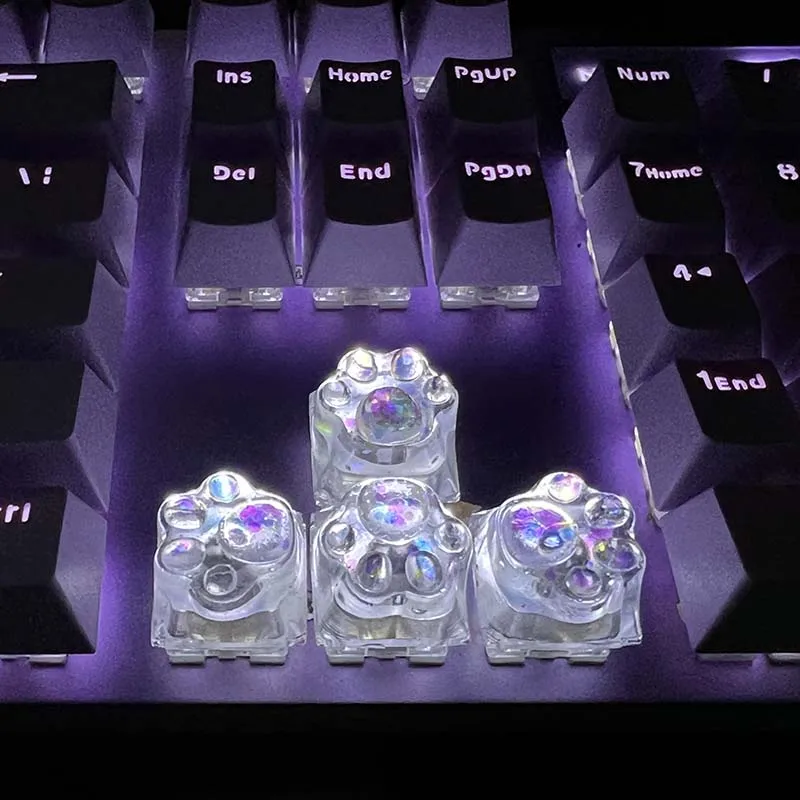 Teclado mecánico personalizado, tapa de llave con garra de gato rosa transparente, eje transversal de resina, tapa de tecla de botón de ordenador - imagen 2