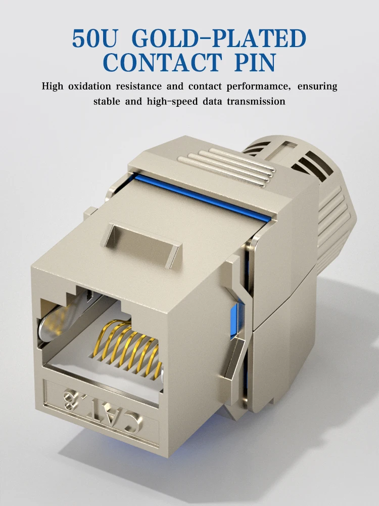ZoeRax 2 uds RJ45 Cat8 Cat7 Cat6A Keystone Jack RJ45 STP tipo sin herramientas módulo de aleación de Zinc adaptador Keystone blindado 40Gbps - imagen 4