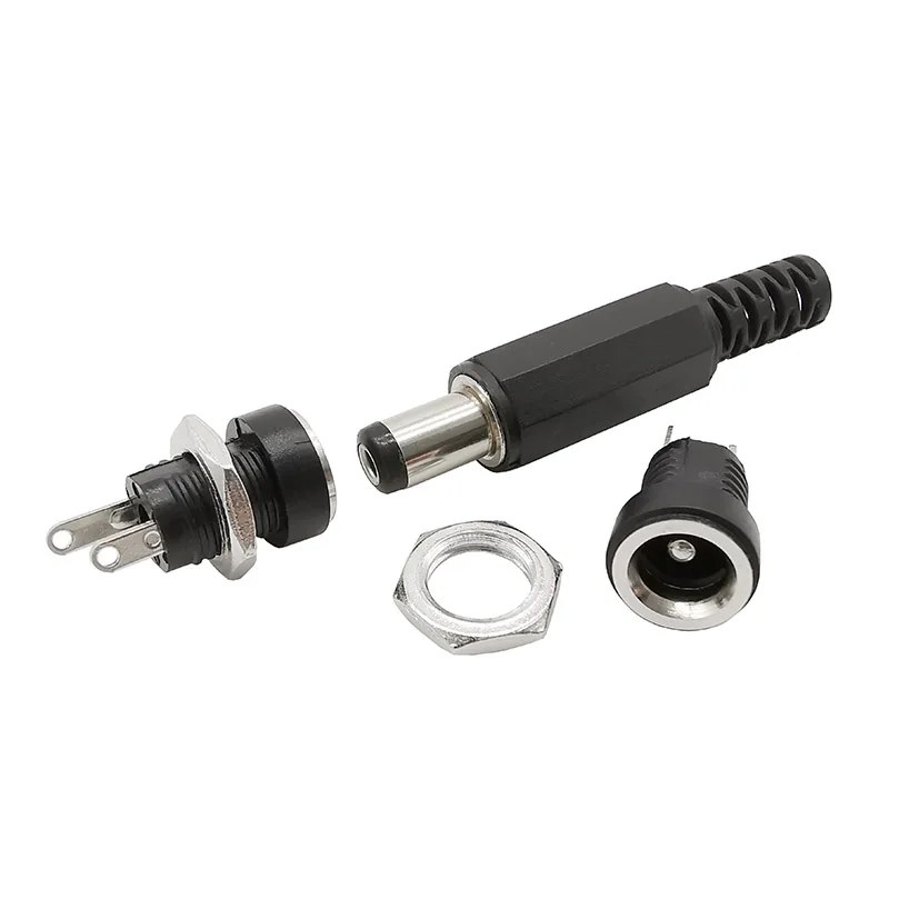 5 pares DC022B conector de alimentación CC 5,5x2,1mm conector hembra + adaptador de enchufe macho DC-022B 5,5*2,1 - imagen 2