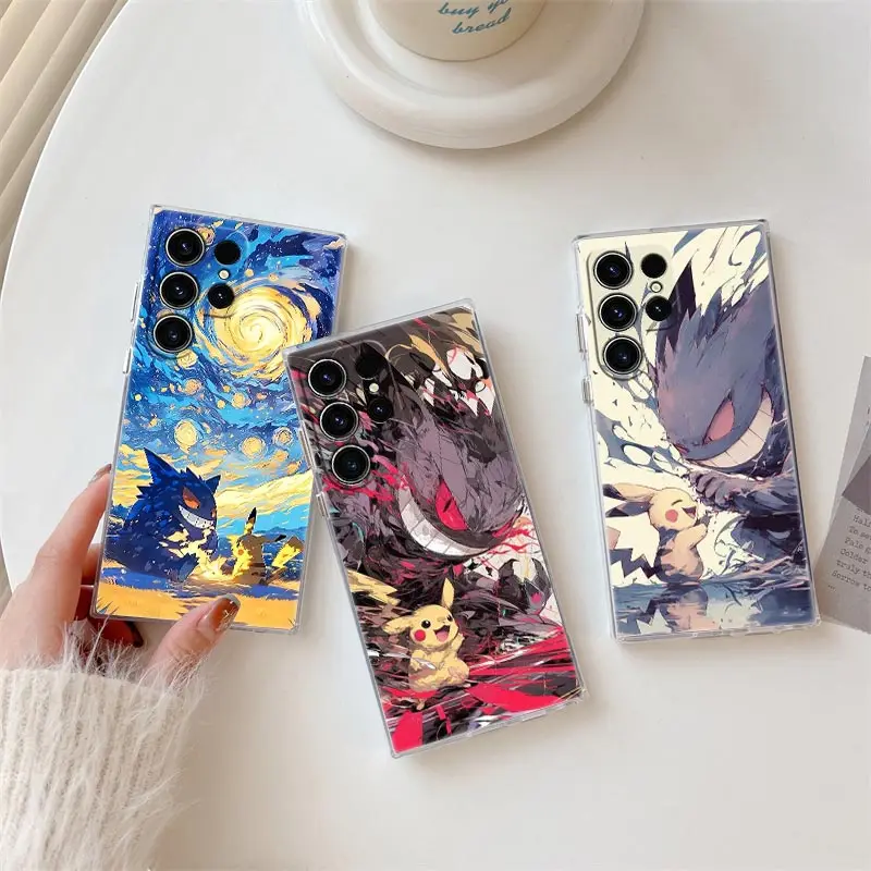 Gengar Pikachu Pokemons Anime Funda de teléfono para Samsung Galaxy S25 S24 S23 S22 S20 Ultra S10 S25 Plus S21 FE Note 10 20 Funda - imagen 2