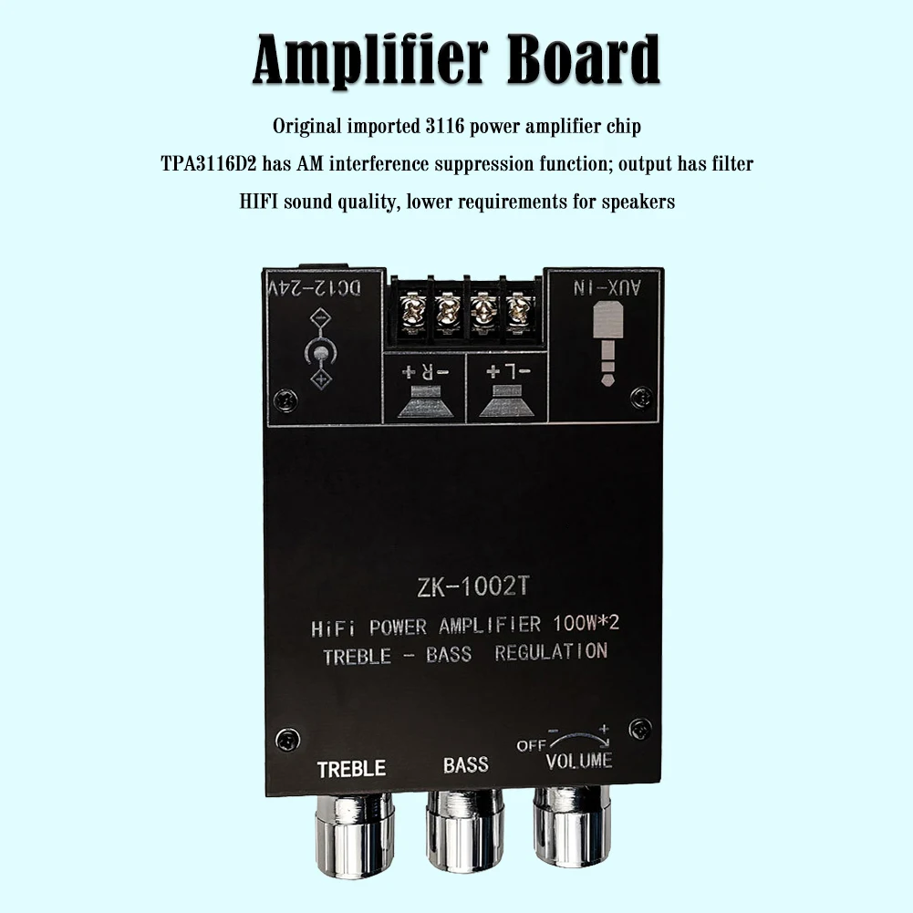 ZK-1002T amplificador Compatible con Bluetooth HIFI 2,0 canales 100Wx2 Kit de módulo de Audio - imagen 2