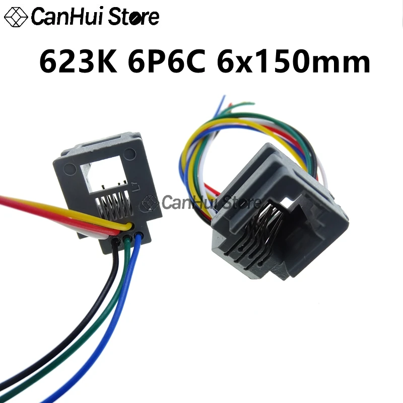 5 uds 616E 623K 616M 641D 648K 4P4C 6P4C 6P6C 8P8C RJ11 \ RJ12 \ RJ45 toma de teléfono hembra para teléfono de Internet con Cable 15cm - imagen 5