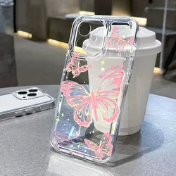 Funda de silicona transparente con mariposa para iPhone 16 Pro Max