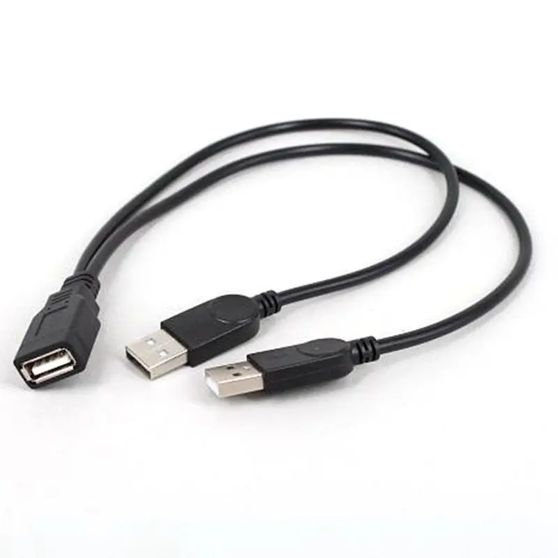 Cable de datos USB 2,0 dual de 2 puertos + Cable de alimentación Un cable divisor en Y macho a hembra para portatil HDD SSD Cable de 30 cm - imagen 2