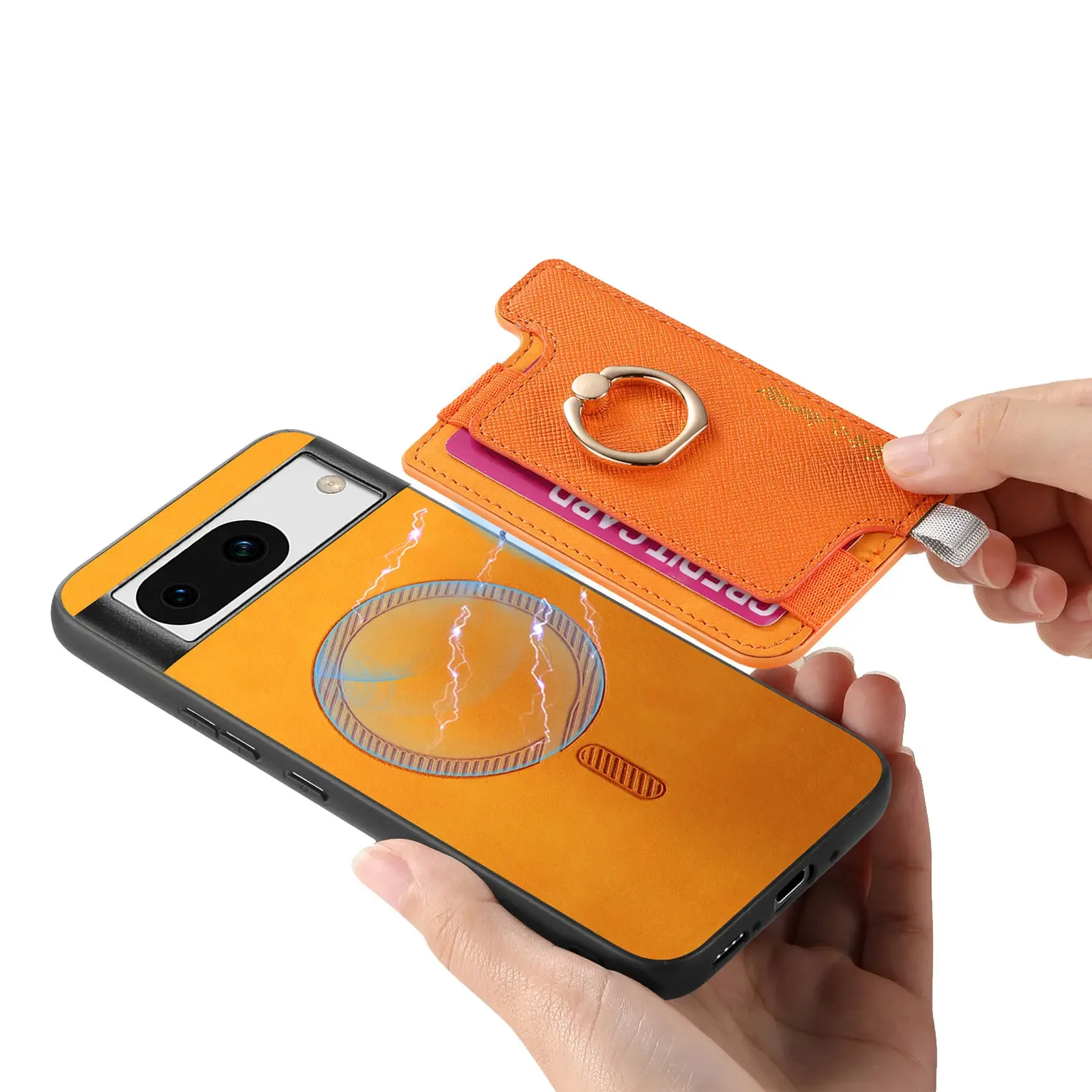 Funda de cuero con ranura para tarjeta magnética desmontable para Google Pixel 9 Pro 8 8Pro 8A 7 7A, funda con bolsa de carga inalámbrica, 2 en 1 - imagen 5
