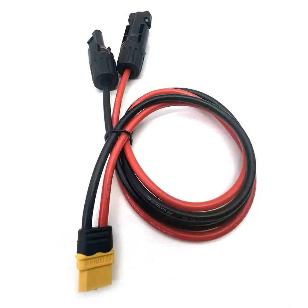 Câble d'extension de panneau solaire automobile XT60 vers connecteur solaire No.12, câble de chargement en cuivre étamé en silicium souple, 5 pièces - imagen 3