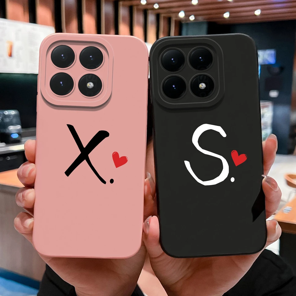Para Xiaomi 15T 15T Pro funda de teléfono amor corazón letras protección de cámara cubierta de silicona líquida suave para Xiaomi15T carcasa a prueba de golpes