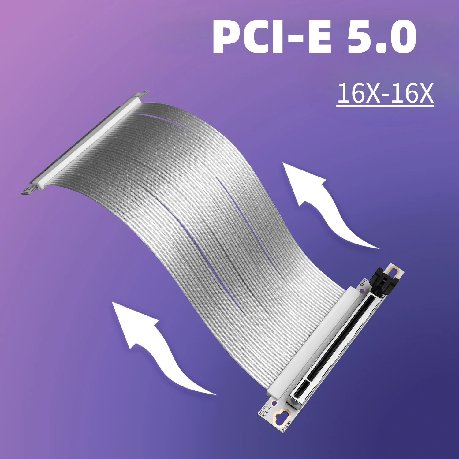 Nuevo Cable elevador PCIE 5,0 16X blanco de 10-50CM PCI Express 5,0 extensor de tarjeta gráfica Flexible Gen5 de alta velocidad 90 °   Adaptador GPU - imagen 2