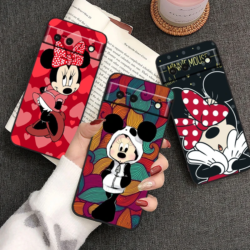 Disney-funda de silicona negra a prueba de golpes para teléfono, carcasa de TPU de lujo para Google Pixel 9, 8, 7A, 7, 6A, 6, 5A, 5, 4, 4A, XL, 5G