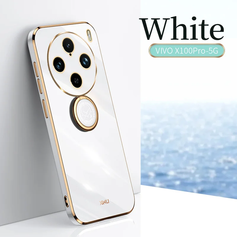 Para Xiaomi 17 Pro Max 6D chapado Color caramelo funda trasera de silicona suave para Xiaomi 17 Pro Max soporte de anillo funda de teléfono con soporte delgado - imagen 2