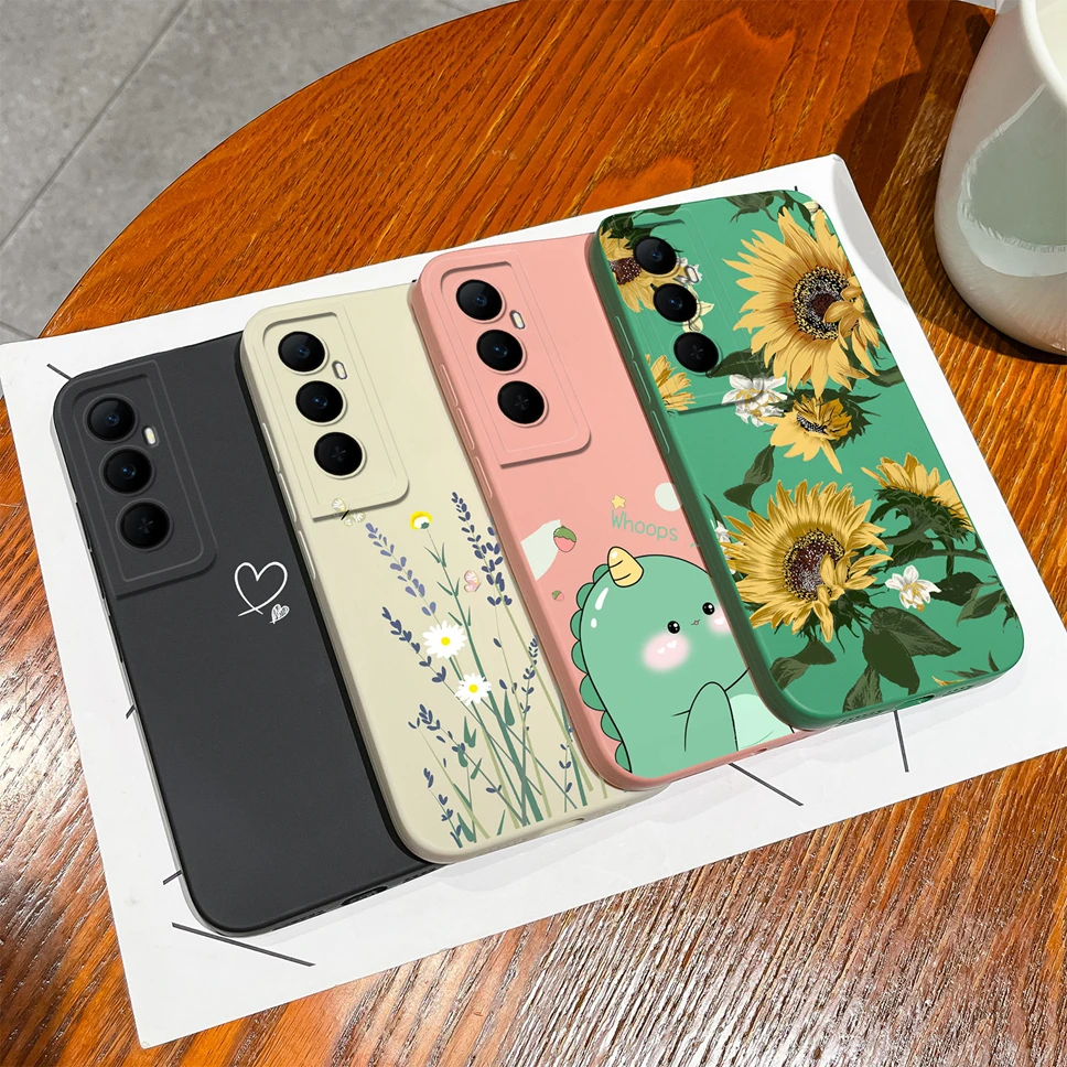 Funda de silicona líquida a prueba de golpes para Realme, carcasa de teléfono con patrón de dinosaurio de dibujos animados, suave, para RealmeC 65 4G - imagen 2