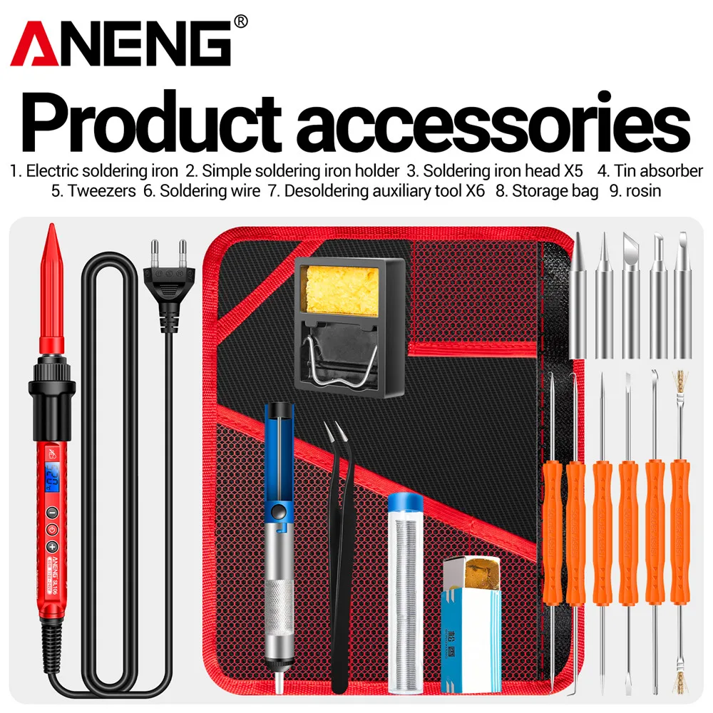 Soldador eléctrico Digital ANENG SL106 110V/220V temperatura ajustable reparación de soldadura enchufe de EE. UU./UE kit de soldadura herramienta
