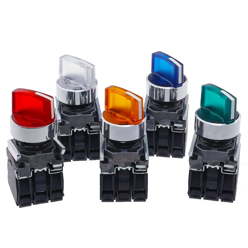 Interruptor de botón XB4, interruptor de perilla de reinicio automático, bloqueo automático, segunda y tercera marcha, interruptor de botón de encendido instantáneo de 22mm con luz XB2 - imagen 3