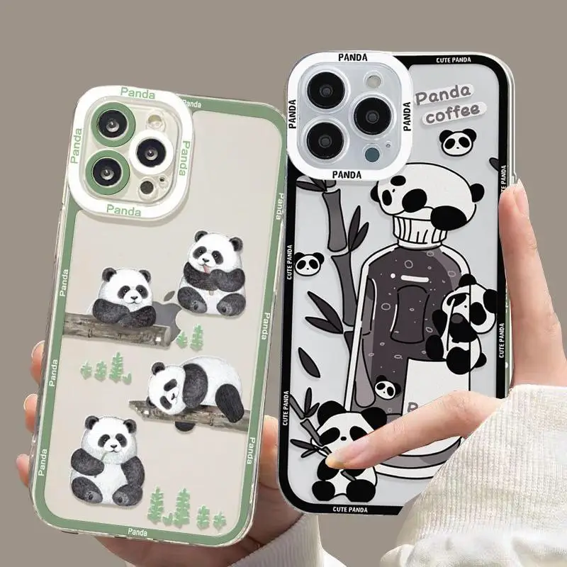 Bonita funda de teléfono Panda para Iphone 15 Pro Max 11 12 13 14 Pro Max 6 6S 7 8 Plus 13 Mini XS Max XR SE 2 3 Fundas a prueba de golpes - imagen 5