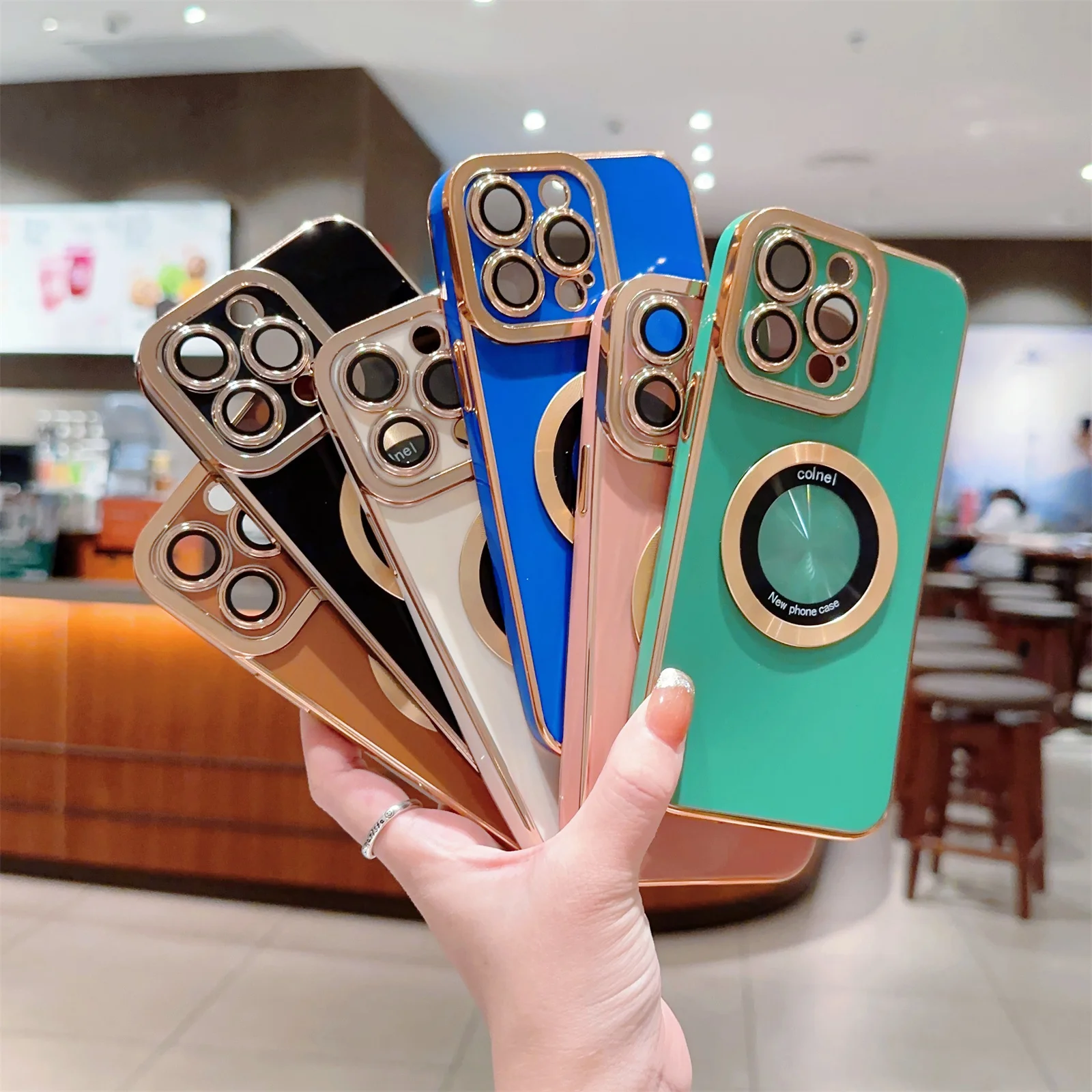 Funda magnética Magsafe de lujo para iPhone 15 Pro Max 11 12 13 14 Pro, protector de cámara, lupa, parachoques de silicona suave a prueba de golpes - imagen 5