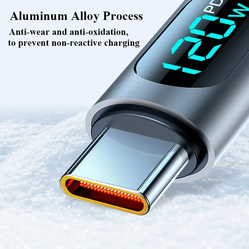 Cable de carga rápida LED con pantalla Digital de 120W, Cable de datos USB a tipo C Dual tipo C para Xiaomi 15 Redmi 14 Oneplus 13 POCO X7 - imagen 3