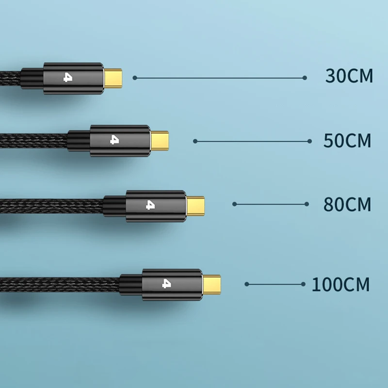 1Ps Thunderbolt 4 Cable USB4.0 40Gbps USB C a tipo C PD 100W 5A 8K @ 60Hz Cable de USB-C de transferencia de datos de carga rápida para Macbook Pro - imagen 4