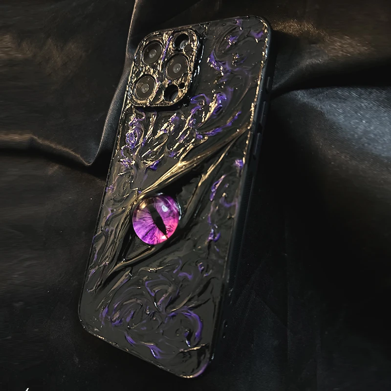 Funda de teléfono de silicona suave con diseño de ojo de demonio fantasma de lujo protección para 16ProMax 14Pro tridimensional realista 1ProMax pareja - imagen 5