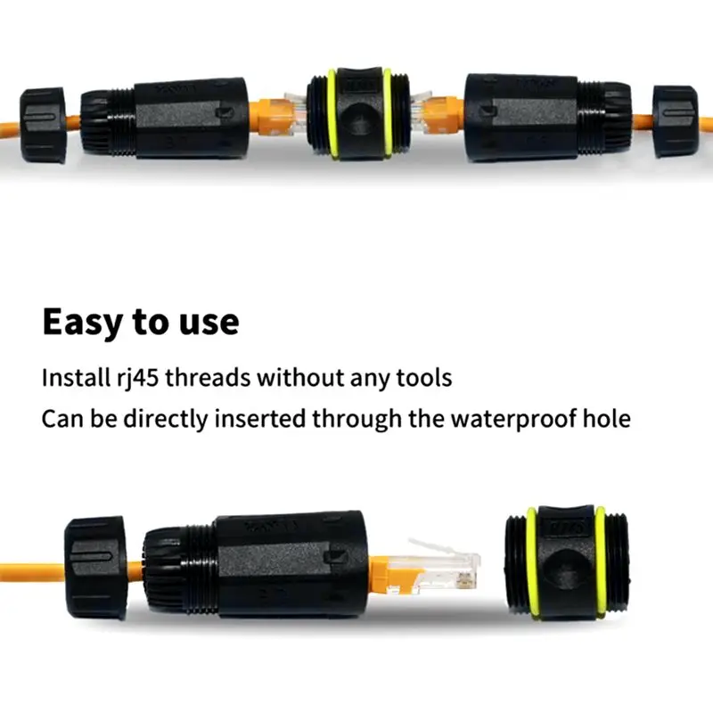 IP68 impermeable y a prueba de polvo Cat7/Cat5/Cat6/Cat6A RJ45 blindado cobre puro 10GB Ethernet hembra a conector hembra - imagen 5
