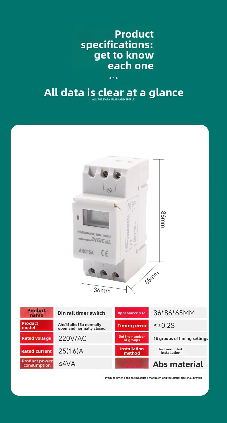 Relé Programable Semanal 220V – Control de Tiempo en Carril Guía - imagen 4