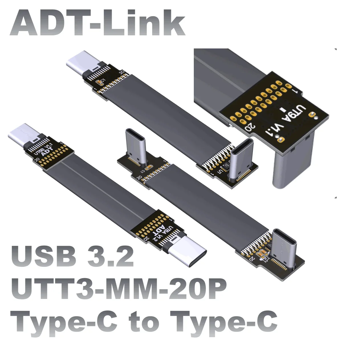 FPC 20Gbps USB 3,2 tipo C Gen 2x2 Cable plano suave USB C macho a macho OTG datos FPV Cable aéreo Monitor cardán de mano sin escobillas - imagen 3