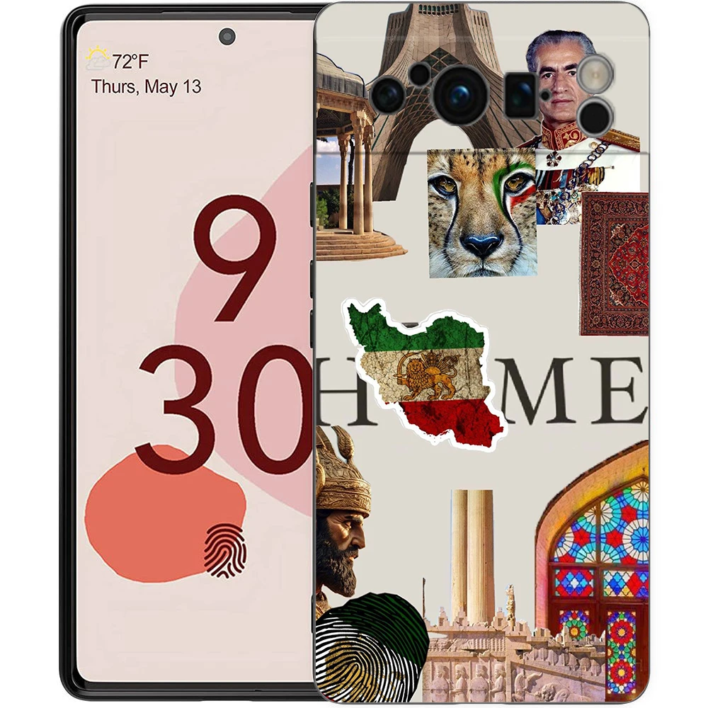 Para Google Pixel 10 Pro funda de teléfono Pixel 9 Pro XL TPU funda Pixel 8 Pro 9A 8A 7A 7 6A 6 Pro cubierta suave mapa arte bandera de Irán - imagen 3