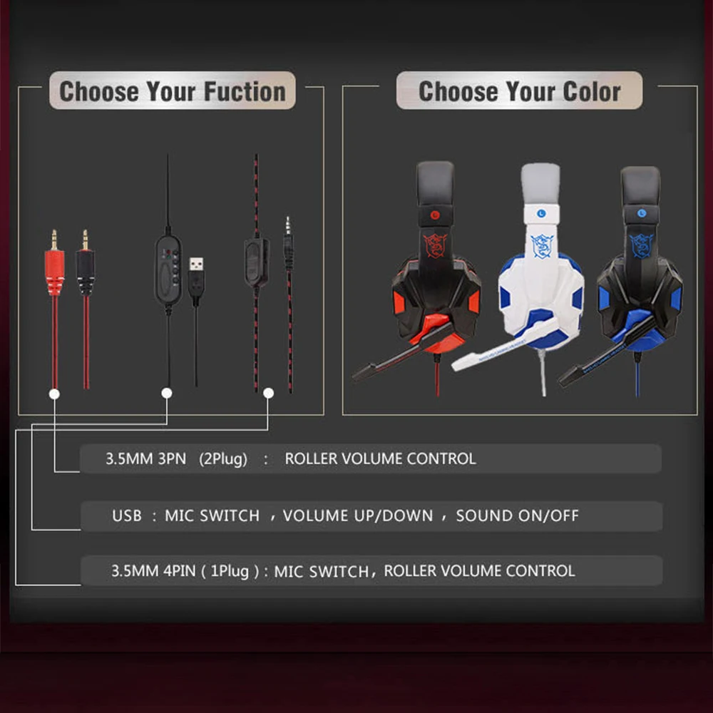 Auriculares para juegos con cable 120 °   Auriculares con micrófono con cancelación de ruido ajustables para PC/PS4/PS5/Xbox/etc. - imagen 4