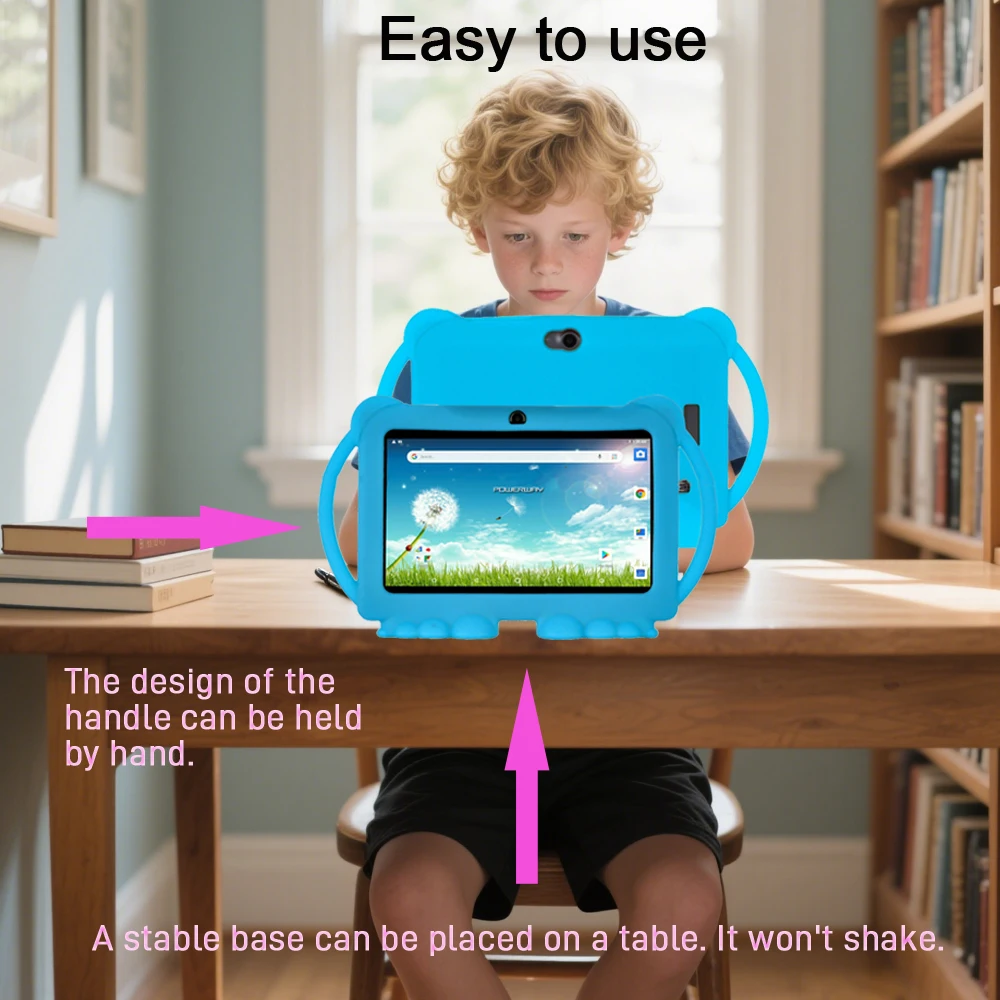 Tableta para niños 2 + 32GB ROM funda a prueba de niños 5G WiFi Google aprendizaje educación juguete tableta Android 12 3000mAh cámara Dual - imagen 5