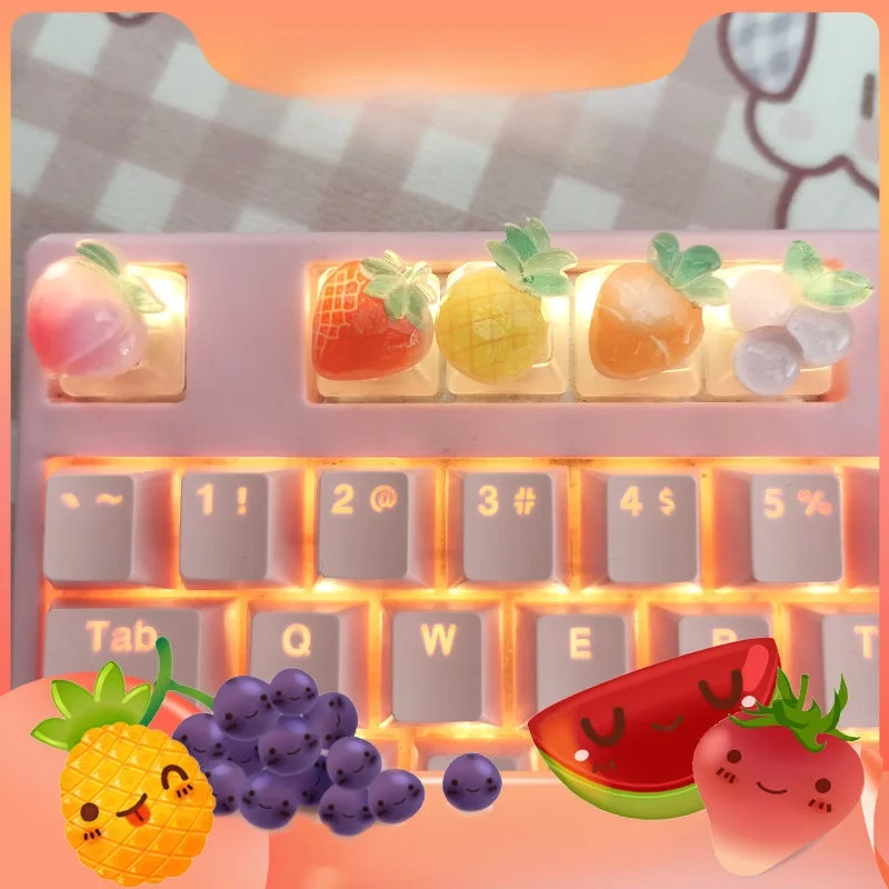 Keycap translúcido de frutas para Teclado mecánico de eje cruzado, Rosa especial, fresa, melocotón, suplemento ESC R4, nuevo - imagen 2