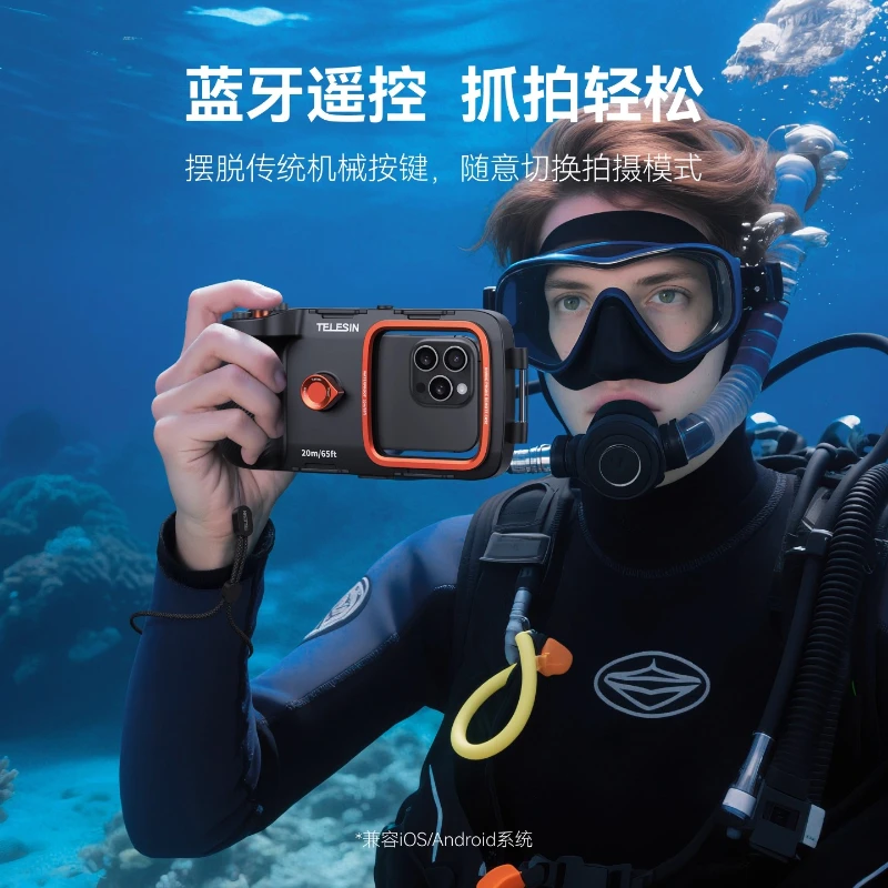 TELESIN funda impermeable con mango Bluetooth para IPhone 17 Pro Huawei Samsung Xiaomi teléfono buceo natación snorkel fotografía - imagen 5