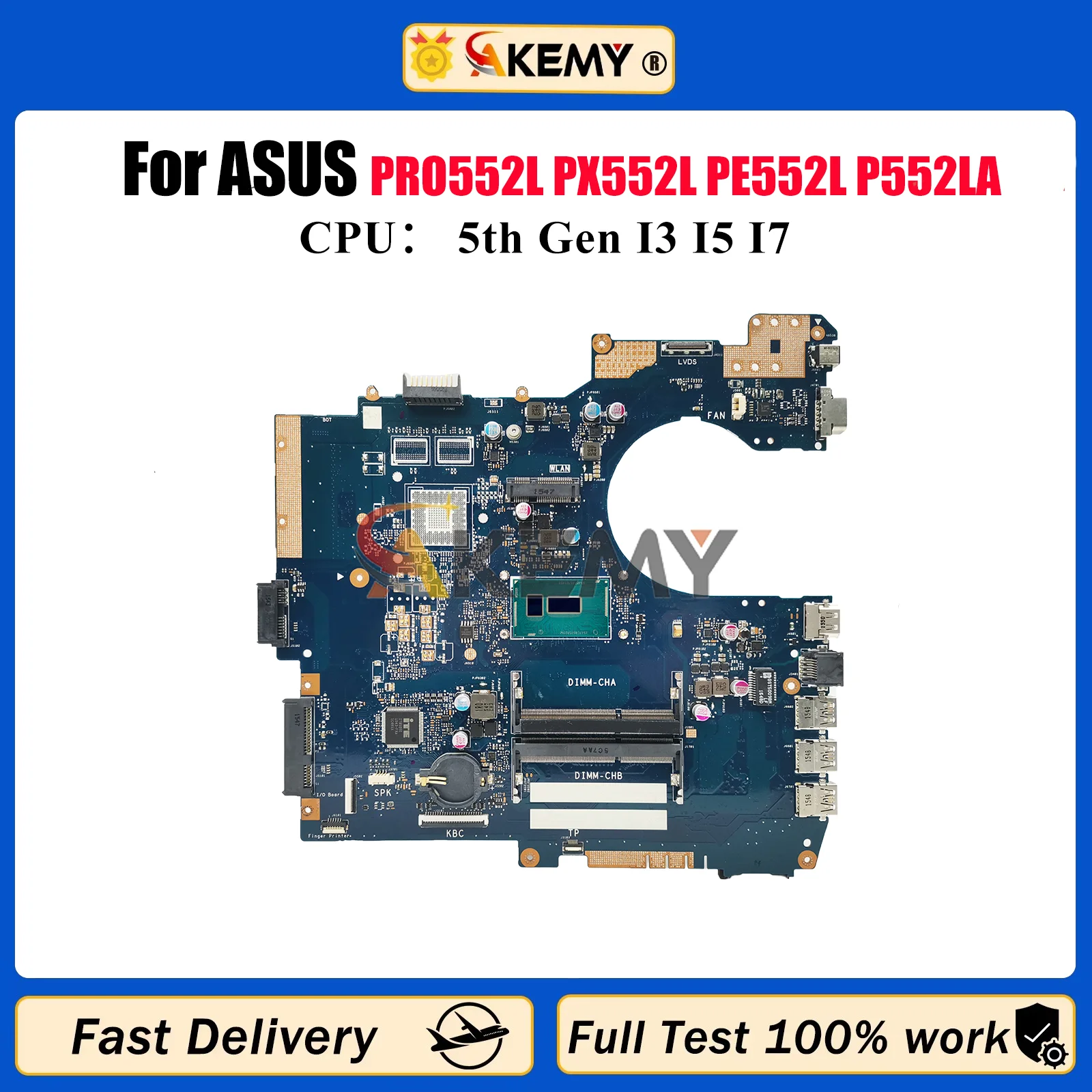 Placa base para ordenador portátil P552LA para ASUS ProArt P552L PRO552L PX552L PE552L P552LA P552LJ con I3 I5 I7 CPU pruebas OK envío rápido