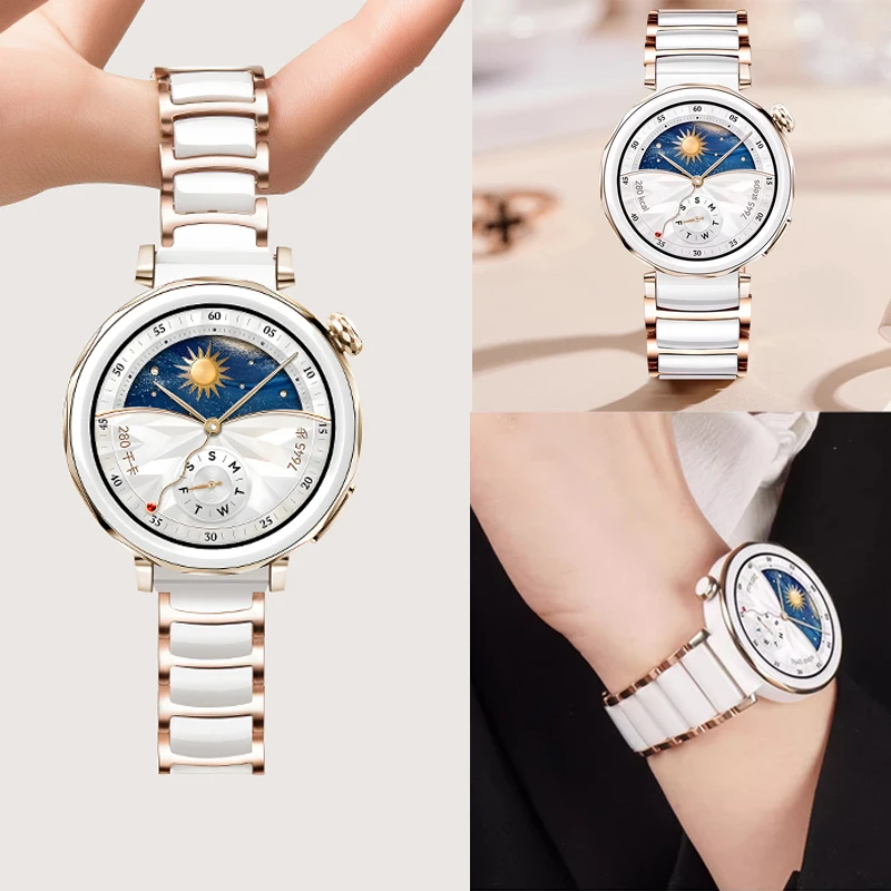 Correa de pulsera de cerámica de 18mm para Huawei Watch GT4 5 41mm/GT5 Pro 42mm pulsera de mujer para Garmin Venu 3S 2S/Forerunner 255S 265S - imagen 2