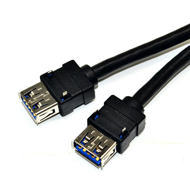 Cable USB 3.0 de alta velocidad 20 pines 2 puertos USB3.0 Hub USB 3.0 Adaptador de cable de panel frontal con pie fijo para PC Computadora de escritorio Negro - imagen 3