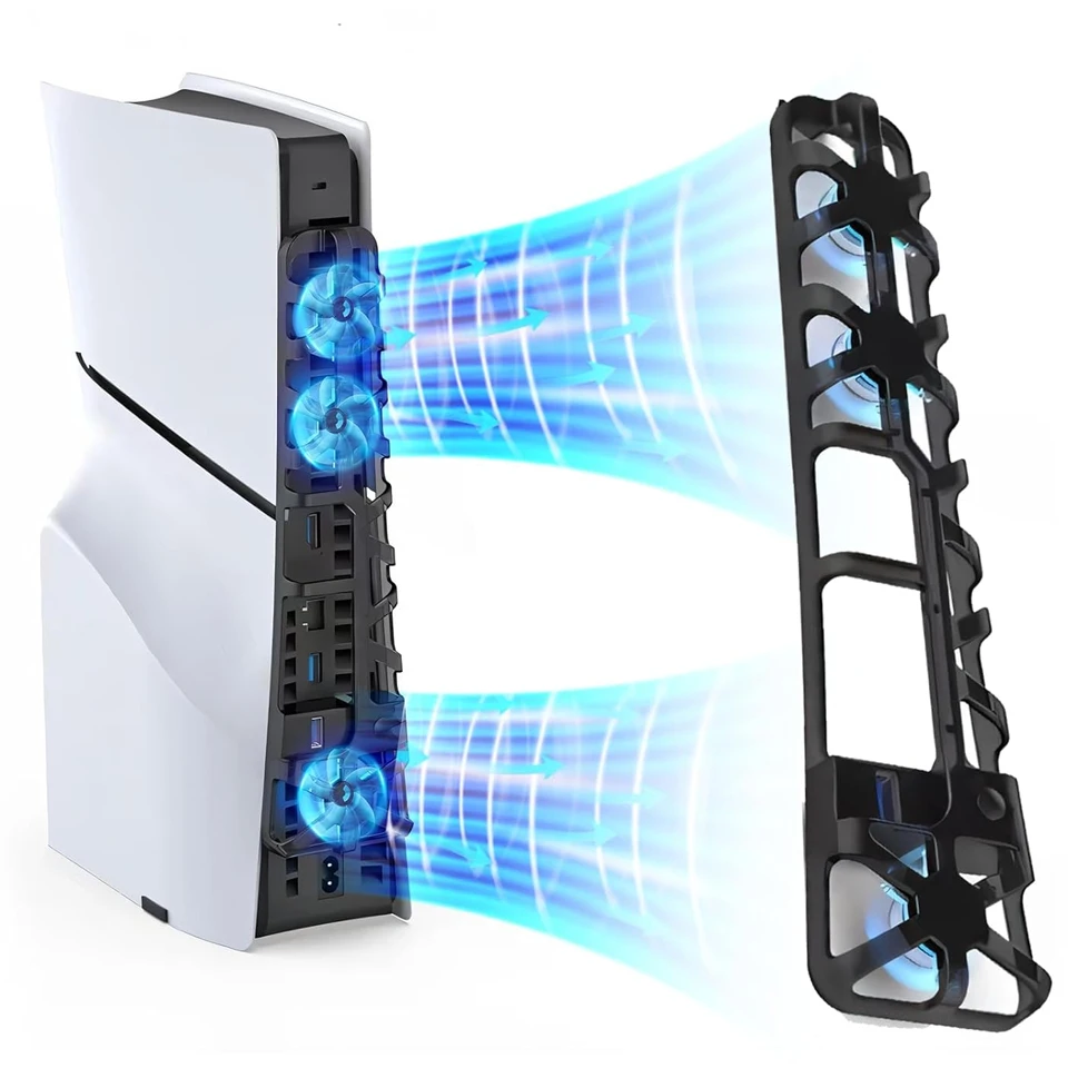 Para PS5 ventilador de refrigeración delgado para Playstation 5 Edición de Disco Delgado/Edición Digital con iluminación RGB Puerto USB3.0 para PS5 Accesorios - imagen 2