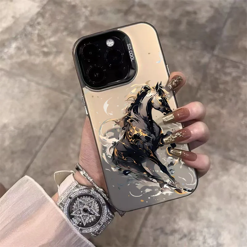 Nuevo estilo, funda de teléfono con diseño de caballo galopante para iPhone 17 Pro Max 16 15 14 13 12 11 XS X XR 7 8 Plus 16E, funda trasera dura de PC de aire - imagen 2