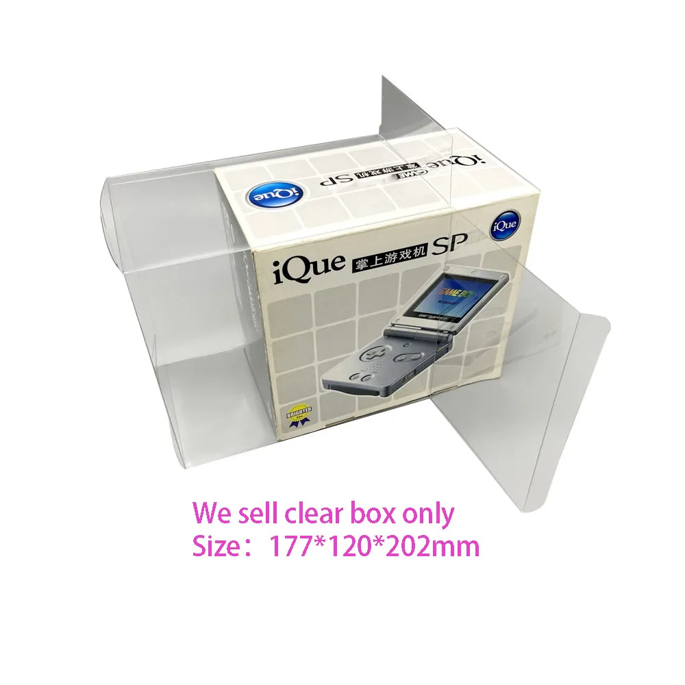 Cubierta protectora transparente de PET para consola de juegos IQUE GBA SP, edición especial, versión limitada, caja de presentación de almacenamiento transparente