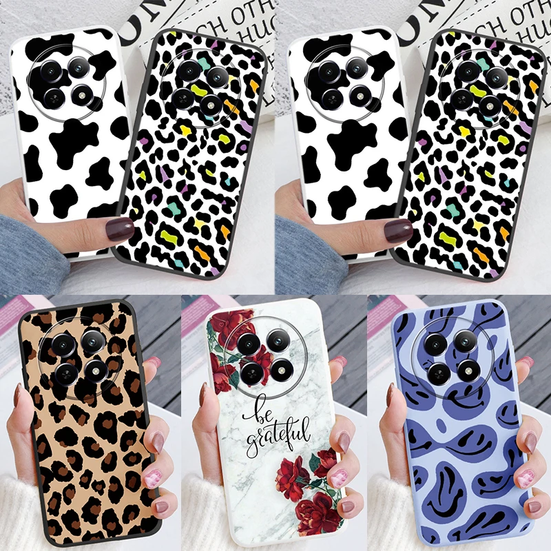 Funda de silicona suave con estampado de leopardo para teléfono móvil, carcasa protectora a prueba de golpes para OPPO Realme 12, 12 y 5G