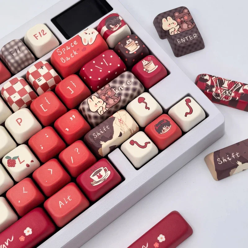 Teclas de luz y noche personalizadas PBT Evan, bonitas teclas con perfil de bola FOA, teclas originales de punto de anime de dibujos animados para juegos