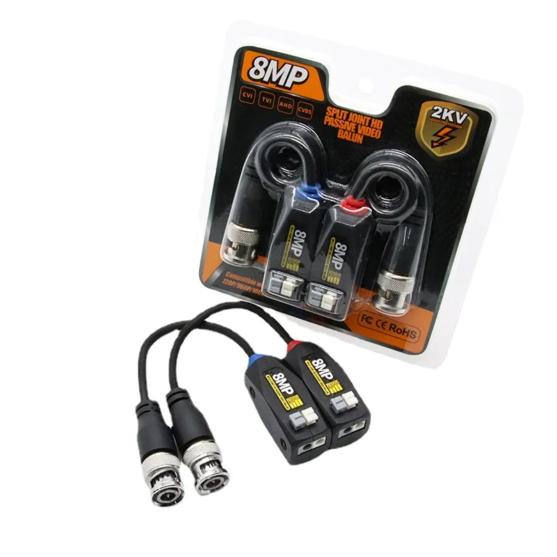 1 par 8MP Video Balun BNC Video Balun conector transmisión AHD/CVI/TVI/CVBS Coaxial analógico BNC a extensor de Cable de red - imagen 5