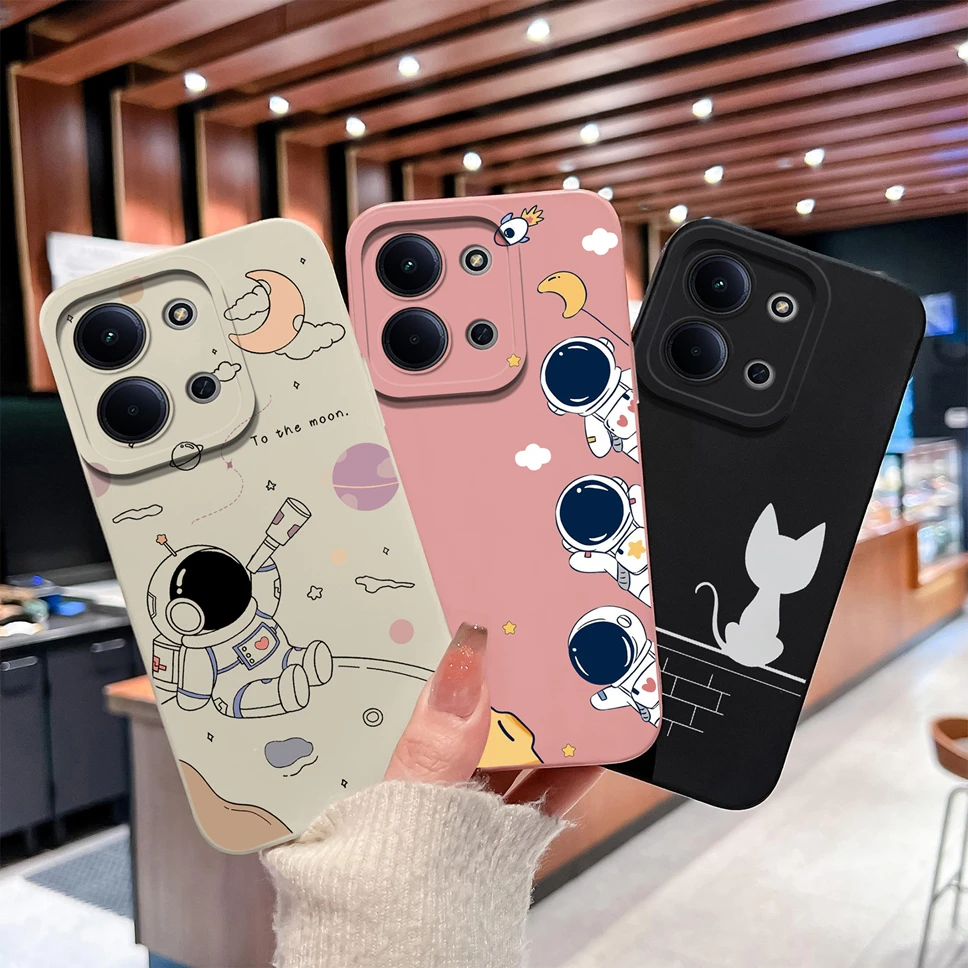 Para Redmi 15C 4G 5G funda de teléfono moda gato astronauta funda de silicona líquida suave de alta calidad para Redmi15 C carcasa ligera Capa