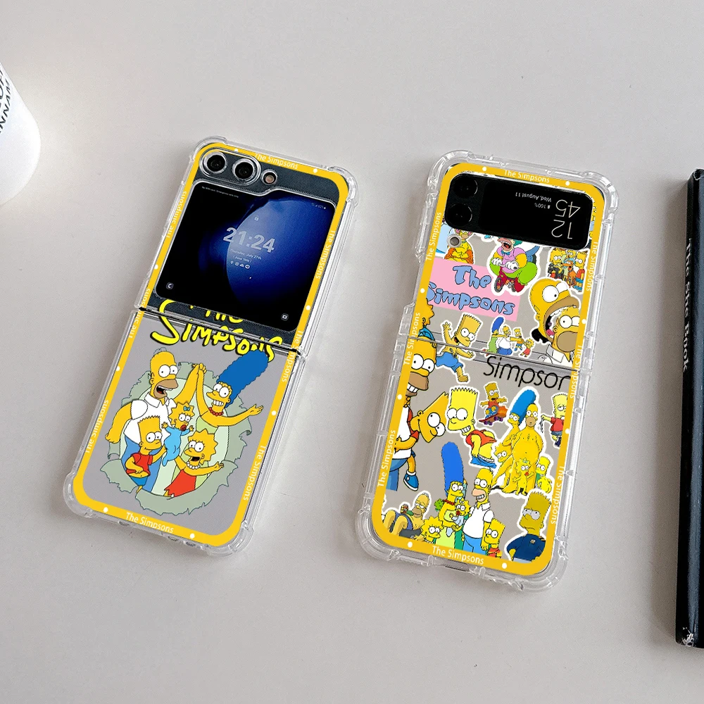 Funda de teléfono con dibujos de Los Simpsons para Samsung, carcasa trasera transparente anticaída para Galaxy Z Flip 3 4 Z Flip 5 6 Z Fold 4 5G PC - imagen 2
