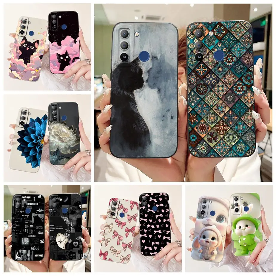 Para Tecno Pop 5 LTE funda BD4 BD4i BD4a lindo gato patrón de rejilla fundas de teléfono de silicona suave para Tecno Pop 5 Pro Pop5 LTE Fundas