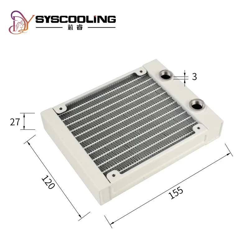Syscooling-Radiador de aluminio blanco, 120/240/360mm, 27mm de espesor, rosca G1/4, intercambiador de calor de refrigeración por agua, sistema de refrigeración DIY - imagen 2