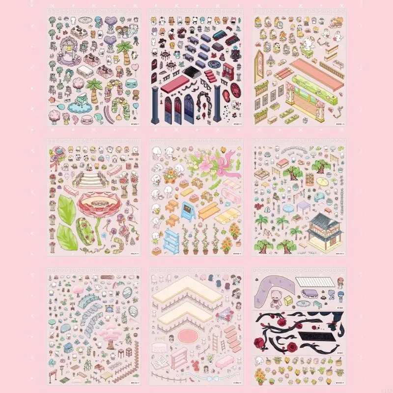 Pegatina paisaje en miniatura para mascotas, pegatina paisaje para diario, cuaderno, álbum recortes, K1KF - imagen 4