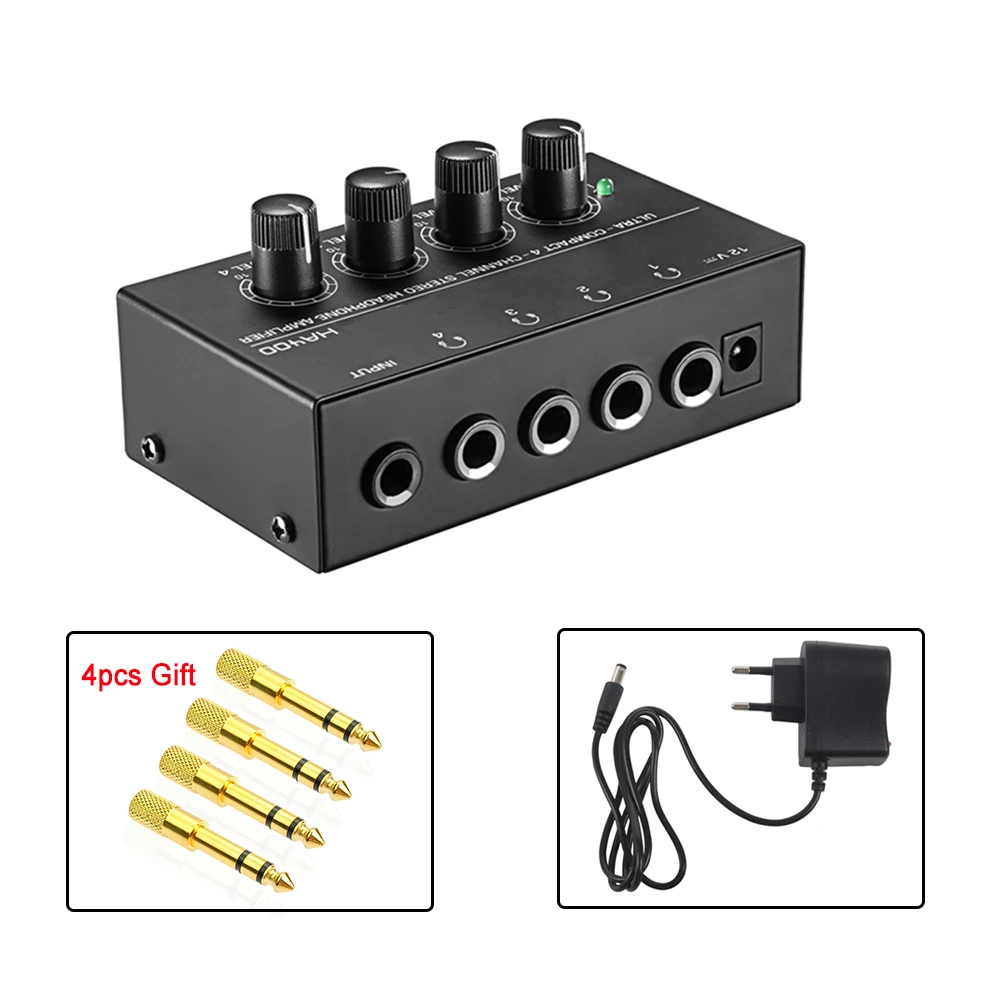 Mini amplificador de auriculares estéreo de Audio de 4 canales HA400 Ultra compacto con 4 Uds. Convertidor adaptador de Audio con enchufe Jack de 6,5 MM a 3,5 MM - imagen 2