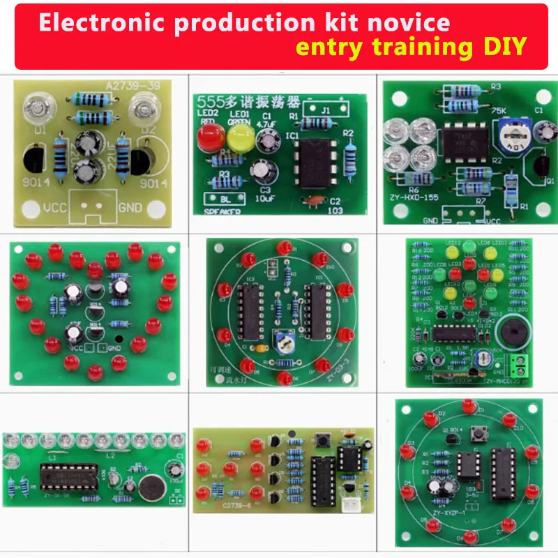 Kit de soldadura, kit de producción electrónica DIY, entrenamiento práctico para principiantes, enseñanza de placa de circuito de práctica de soldadura introductoria
